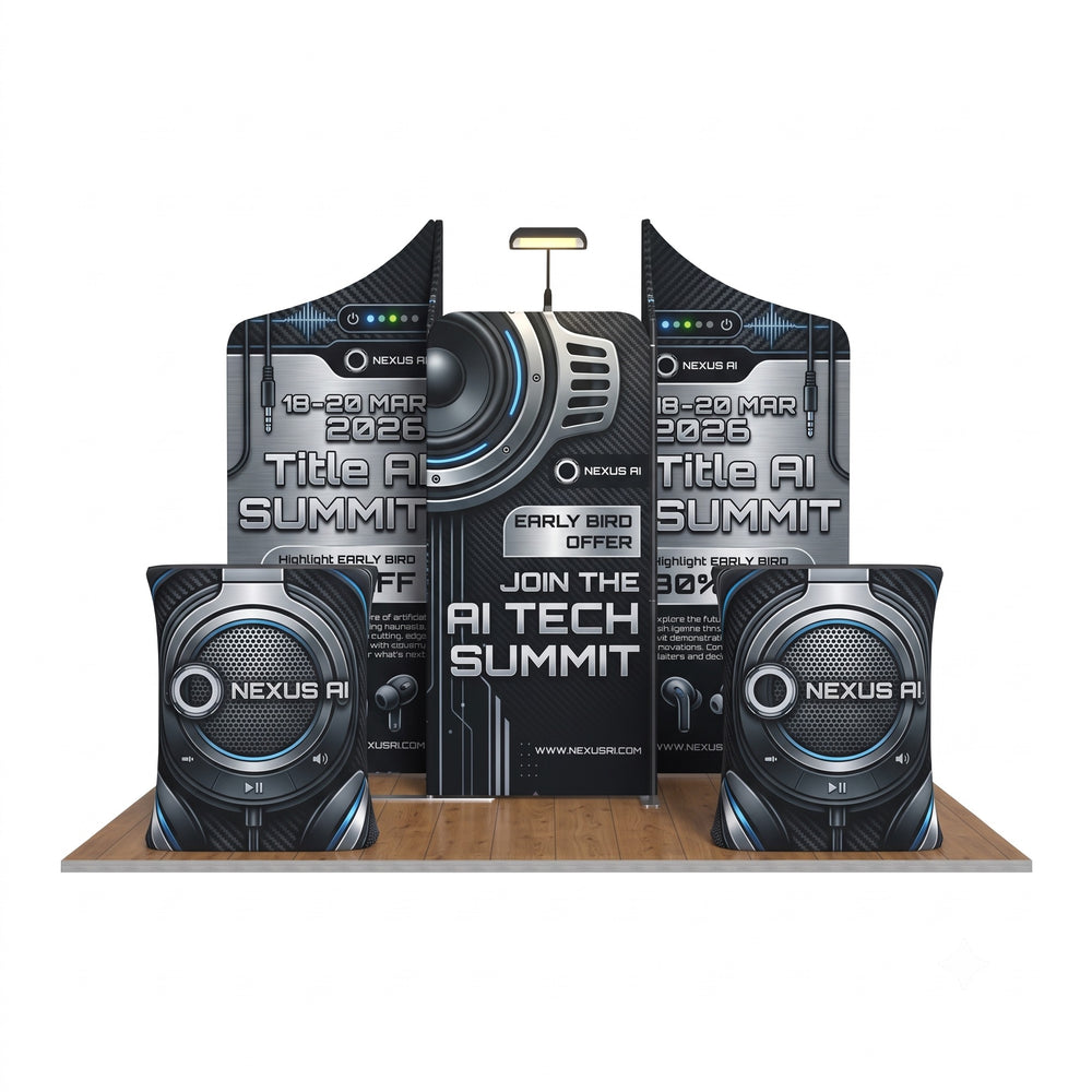 Magnetic Fabric Banner Stand & Pop-Up Booth Exhibition Kit - front view