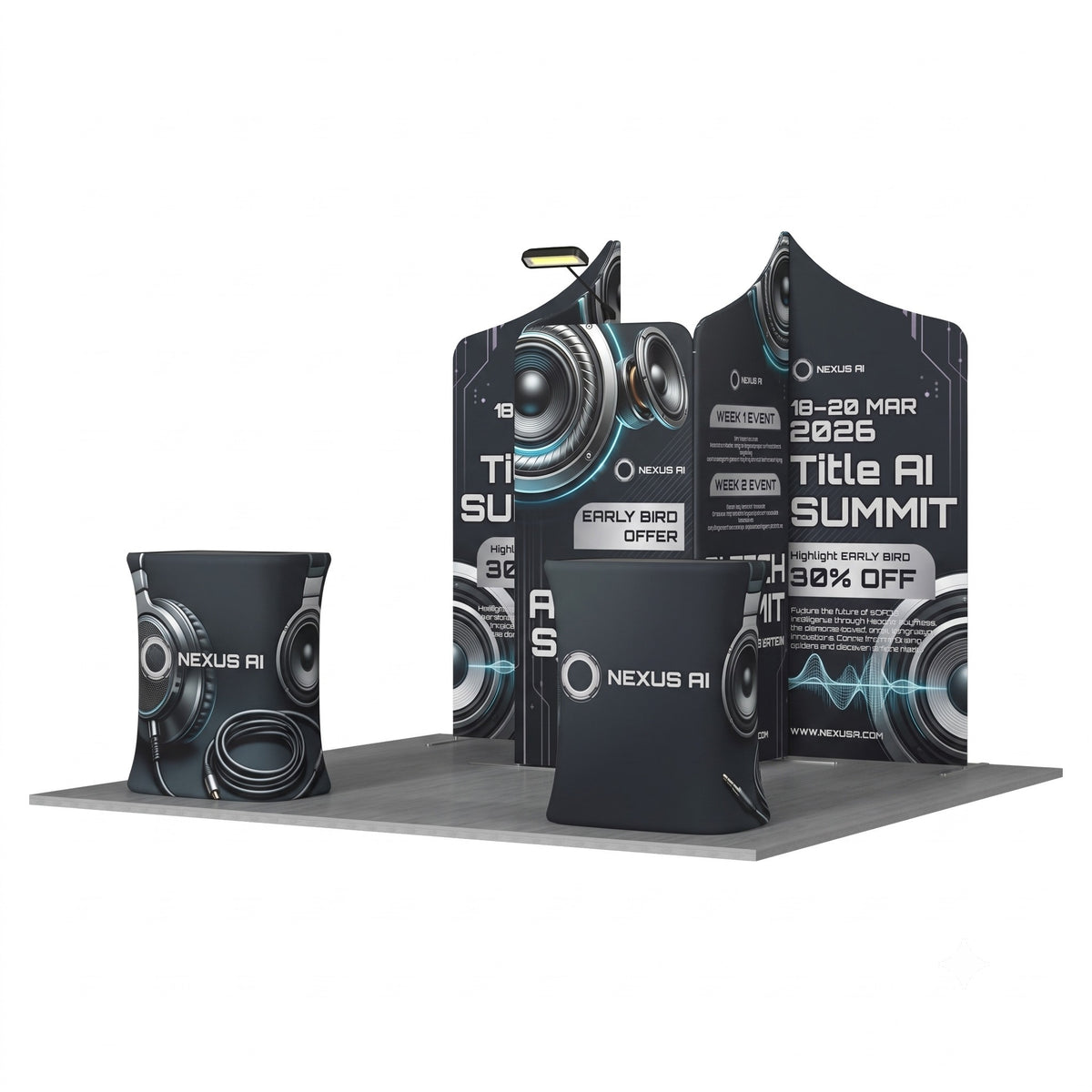 Magnetic Fabric Banner Stand & Pop-Up Booth Exhibition Kit - angled view
