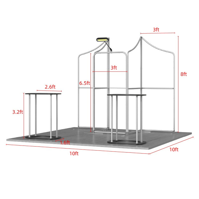 Magnetic Fabric Banner Stand & Pop-Up Booth Exhibition Kit - frame dimensions