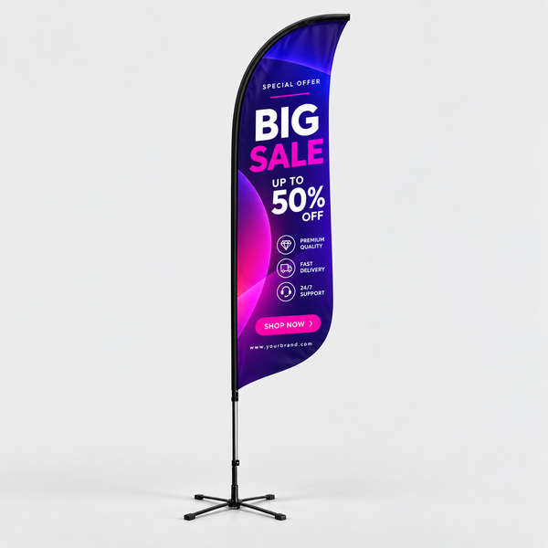 Duplex Printing Shark Fin Flag with Uni-Fit Pole