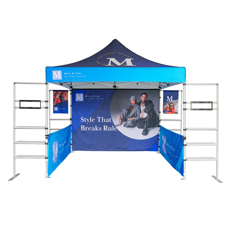 10ft x 10ft Fabric Canopy Kit A5 with TV Racks & Display Shelves