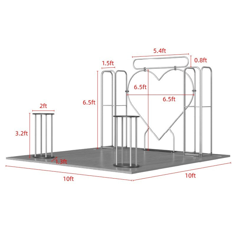 Magnetic Fabric Banner Stand Exhibition Kit with Heart-Shaped Backdrop & Oval Header - frame dimensions