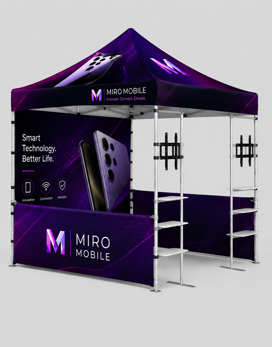 10ft x 10ft Fabric Canopy Kit with Shelving & TV Mounts