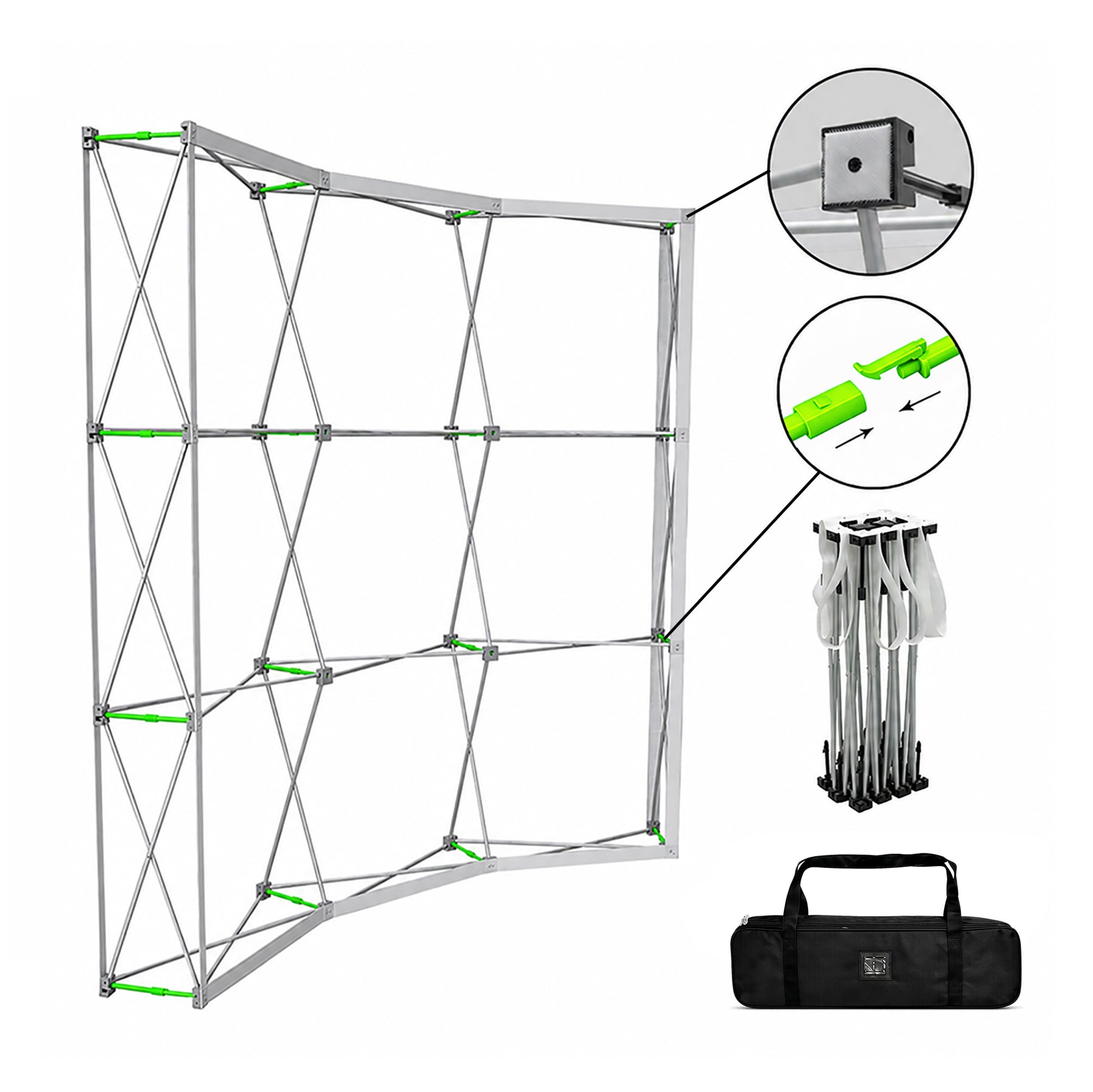 Fabric Pop Up Curved Velcro Media Wall