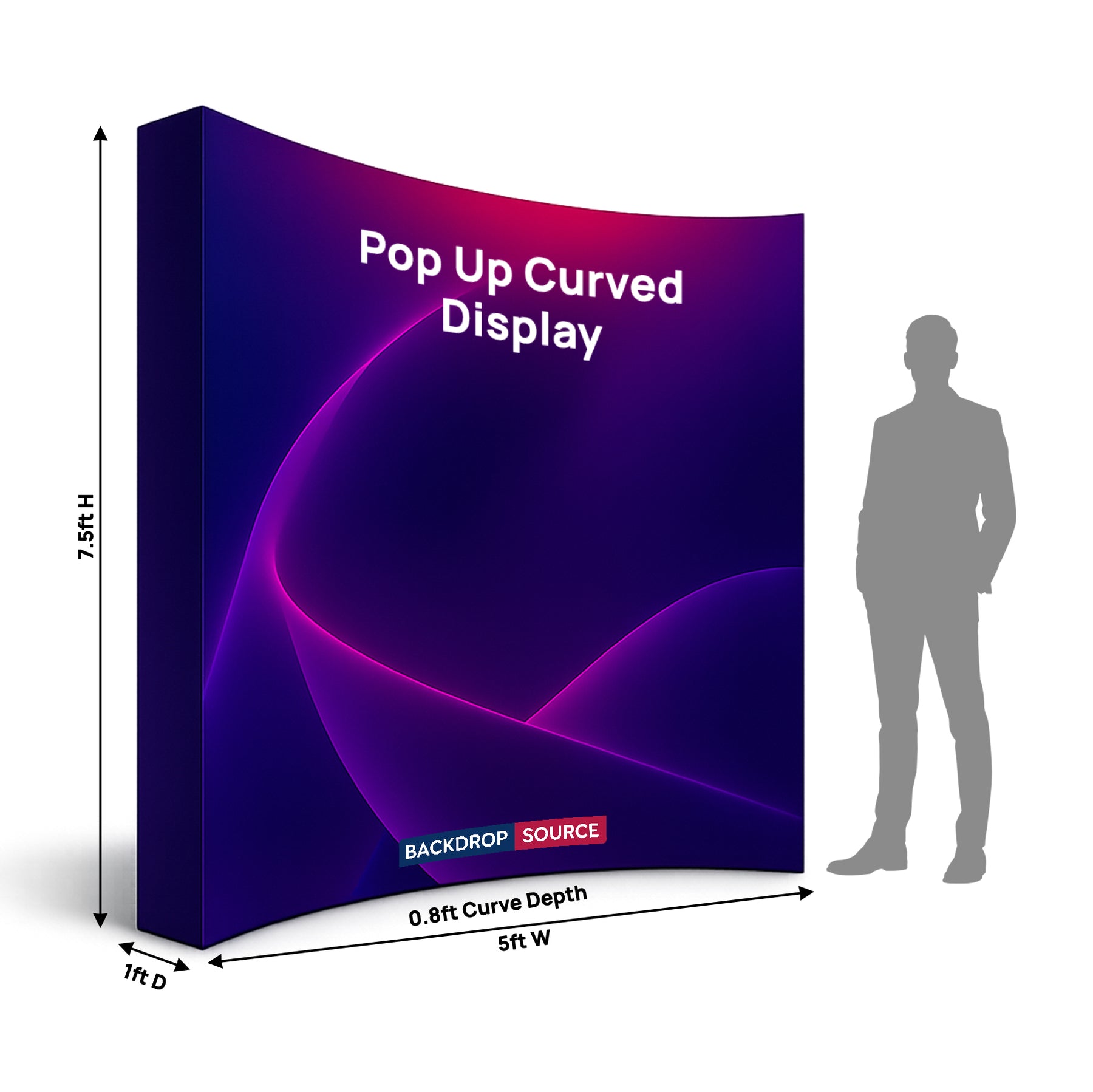 Fabric Pop Up Curved Velcro Media Wall