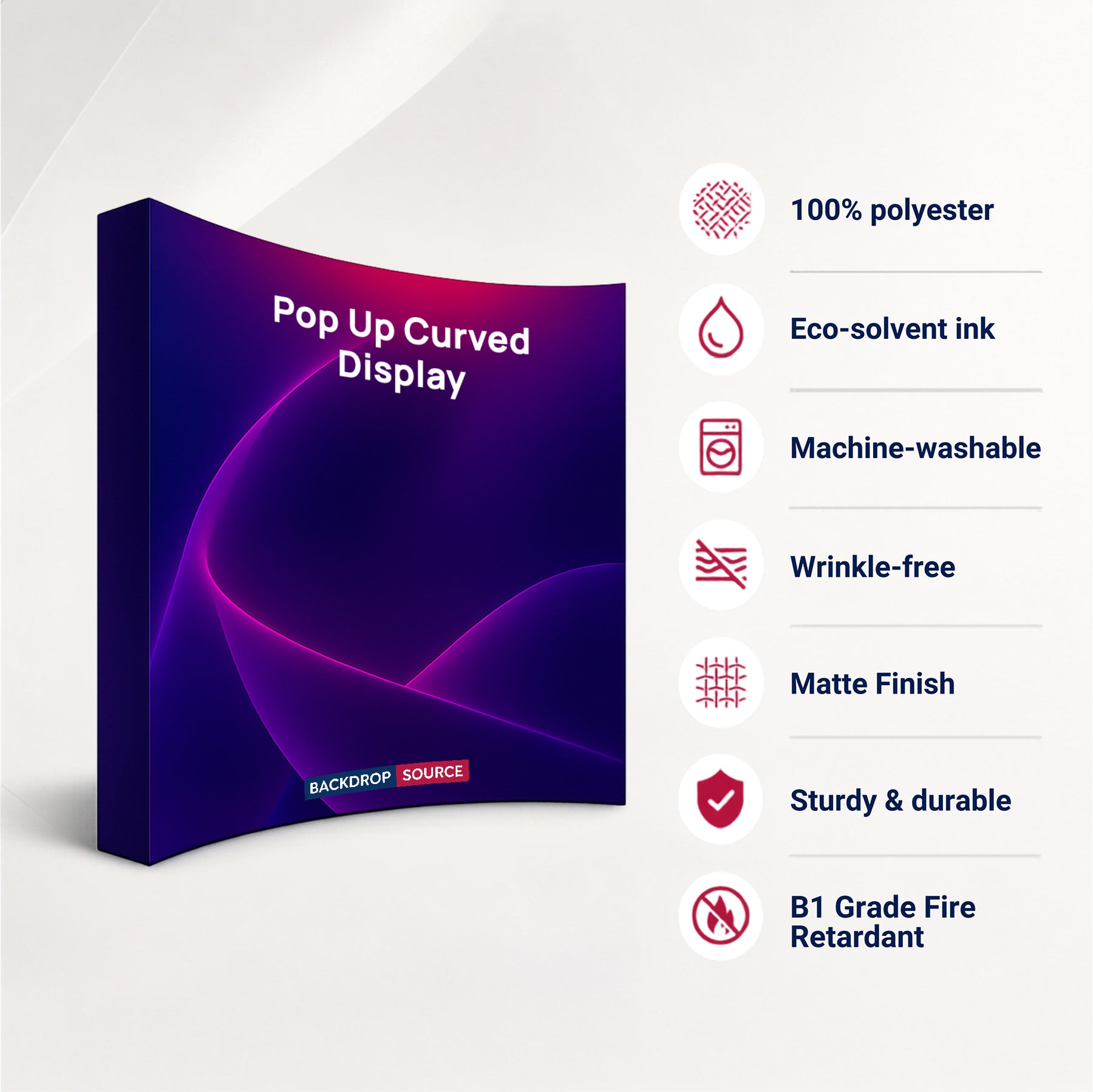 Fabric Pop Up Curved Velcro Media Wall