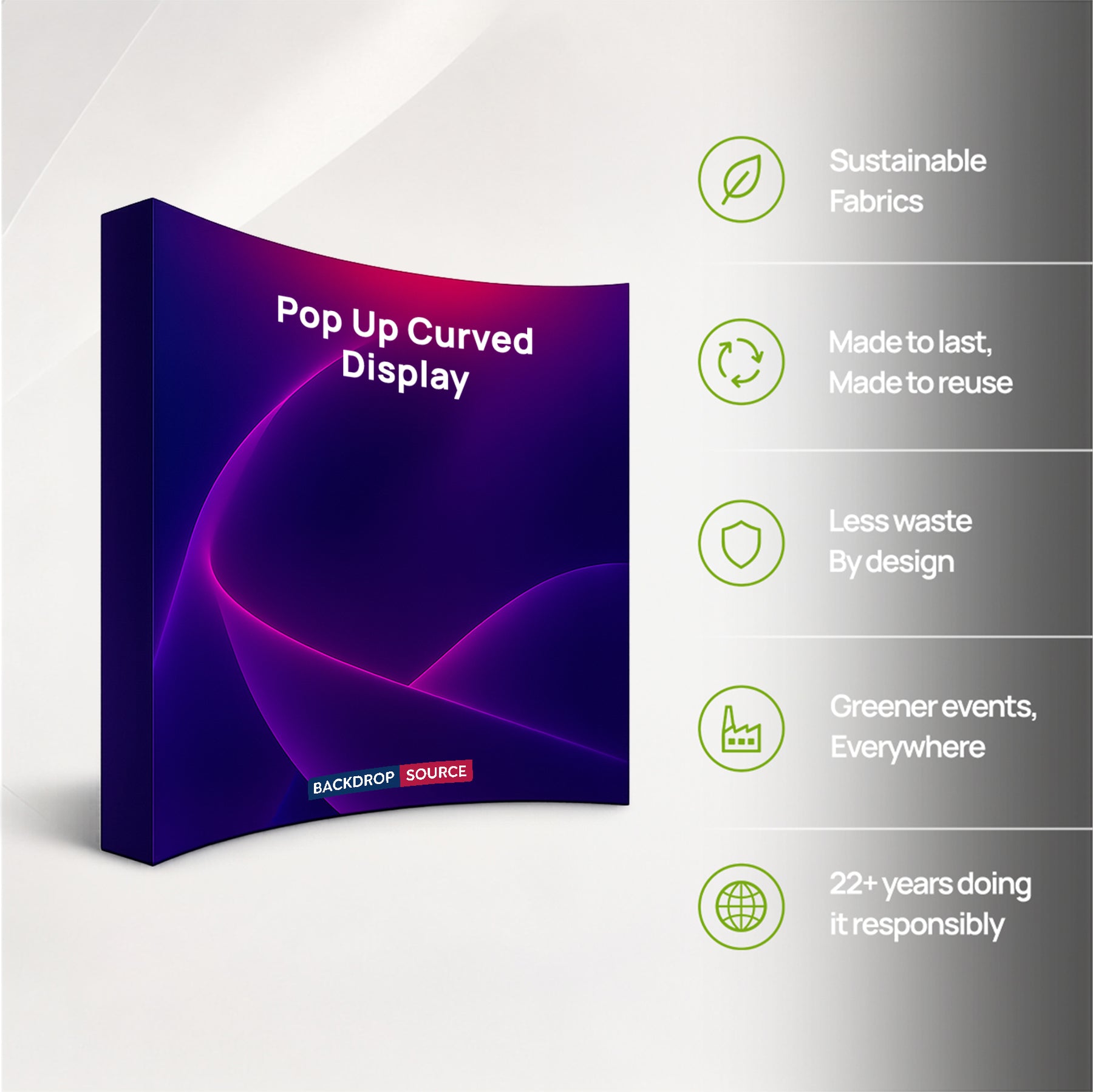 Fabric Pop Up Curved Velcro Media Wall