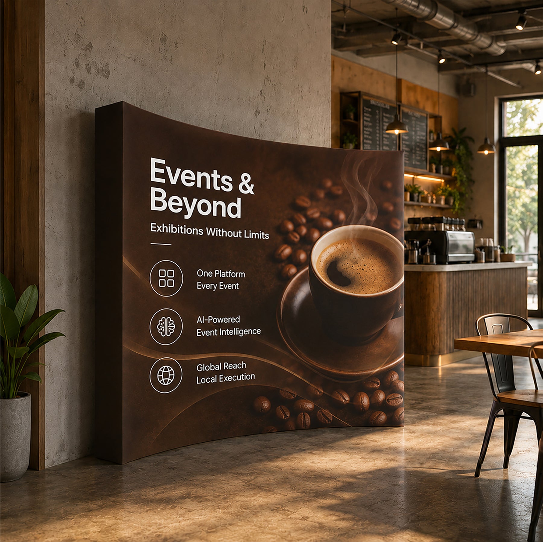 Fabric Pop Up Curved Velcro Media Wall