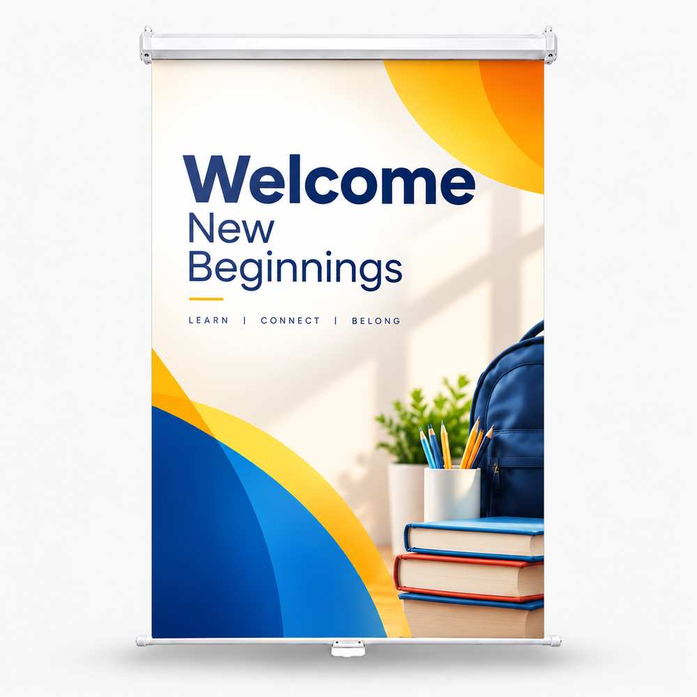 Retractable Hanging Backdrop with Clamps for Campus Halls