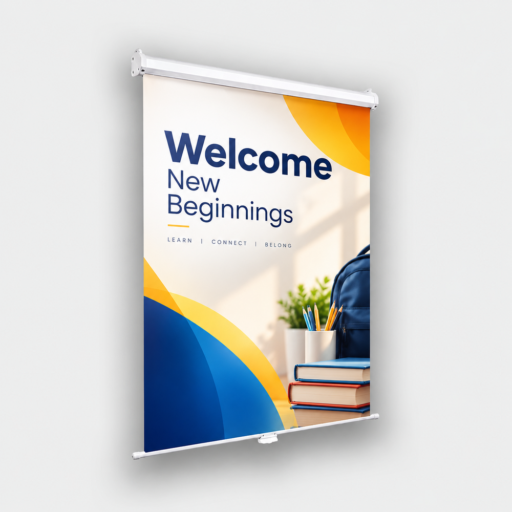 Retractable Hanging Backdrop with Clamps for Campus Halls