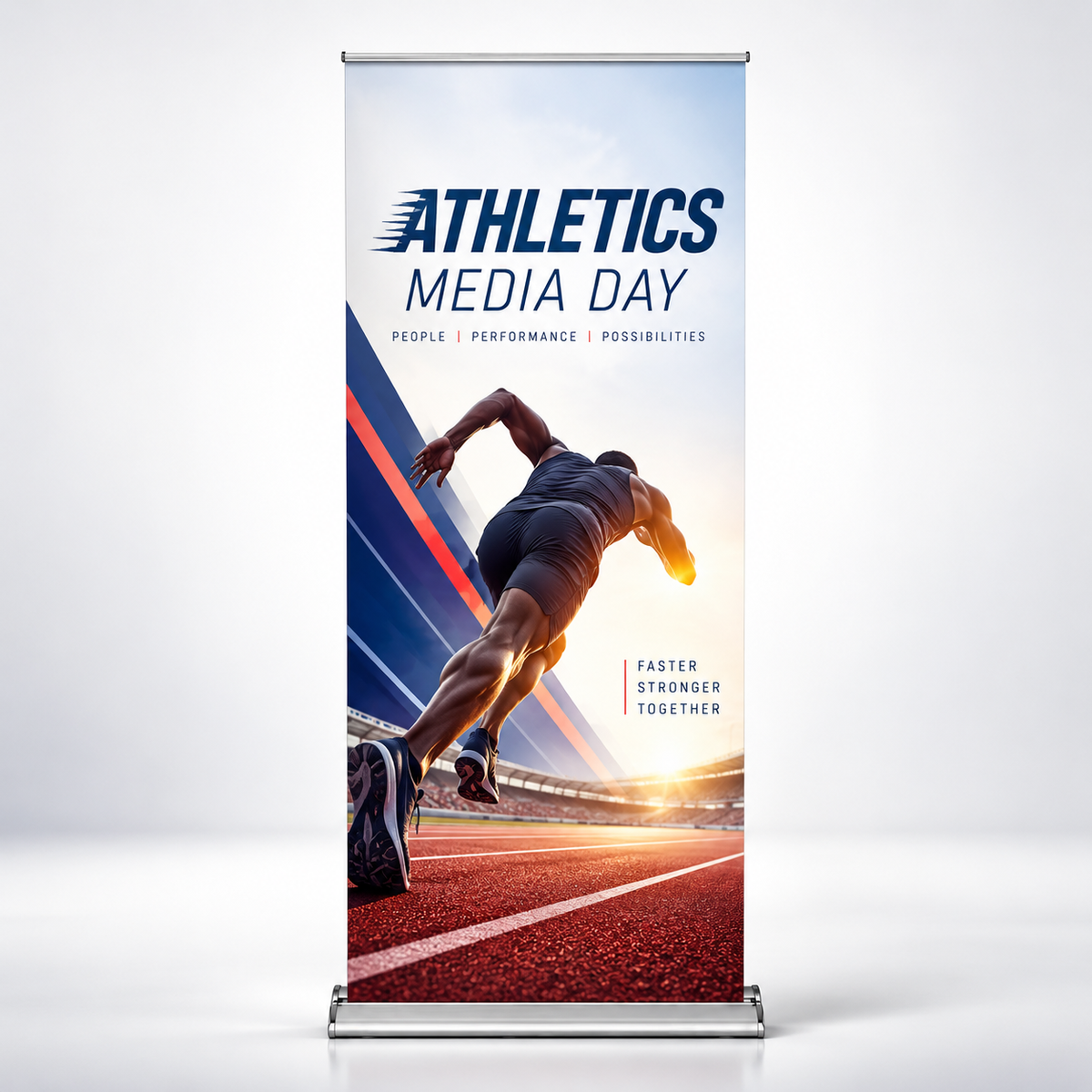 Silver Step Roll Up Banner for Campus & Athletic Events