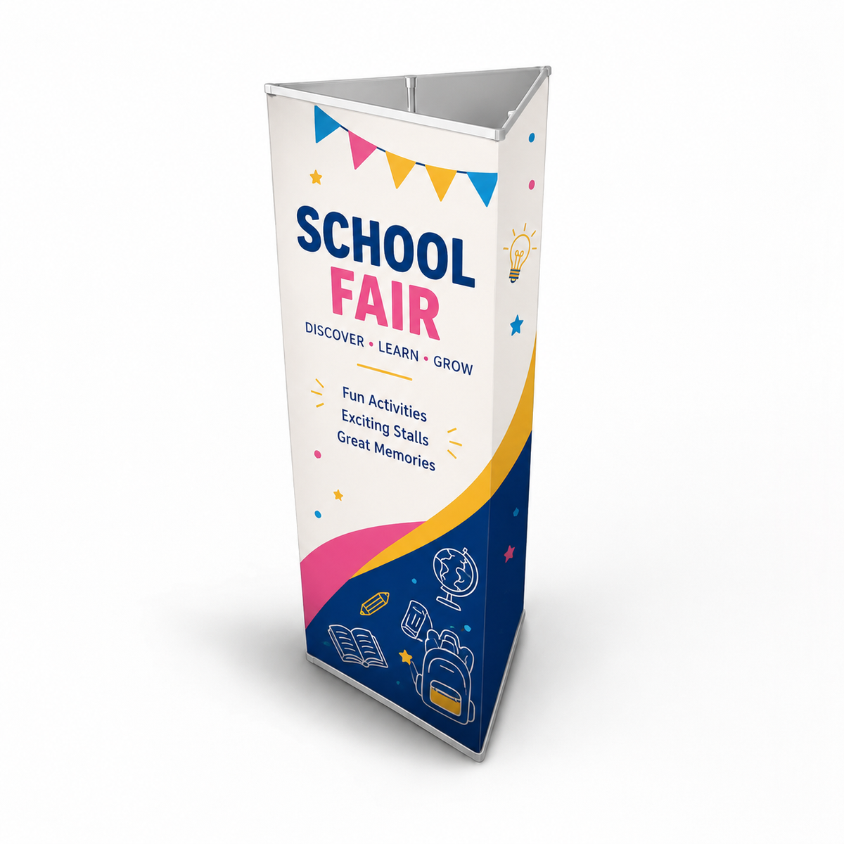 Triangle Banner Display for Campus Orientation & Open House