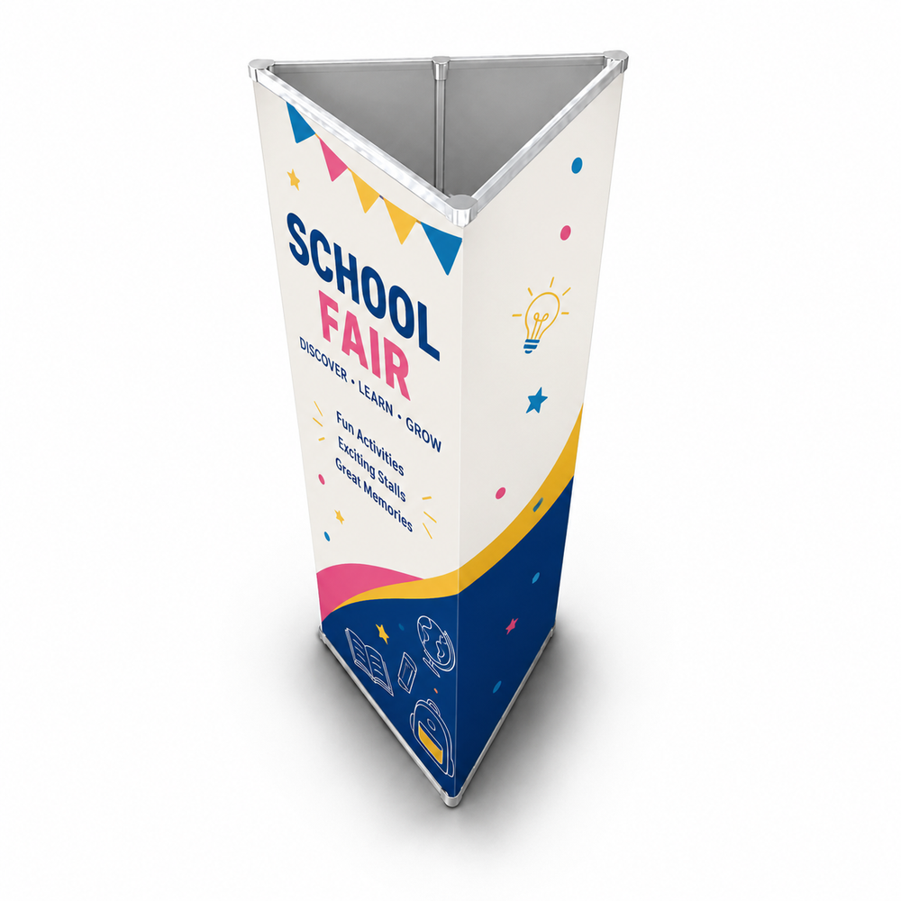 Triangle Banner Display for Campus Orientation & Open House