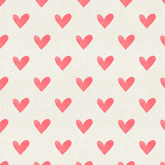 Seamless Watercolor Heart Pattern on Paper Texture Backdrop - Backdropsource