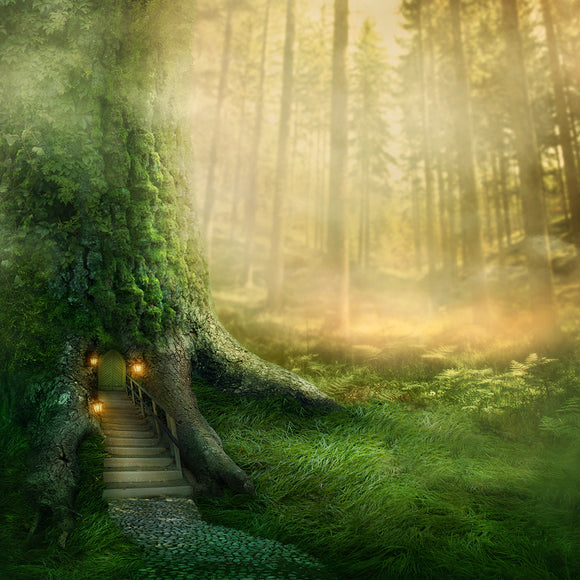 Magical Fantasy Fairy Tale Scenery of Tree House - Backdropsource