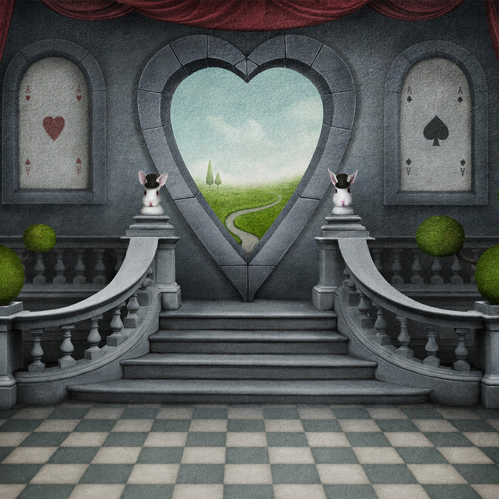 Background room with door in shape of heart - Backdropsource