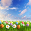 Colorful Easter eggs decorated with flowers - Backdropsource