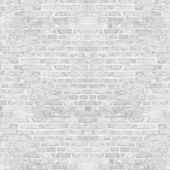 White Gray Brick Wall Backdrop - Backdropsource