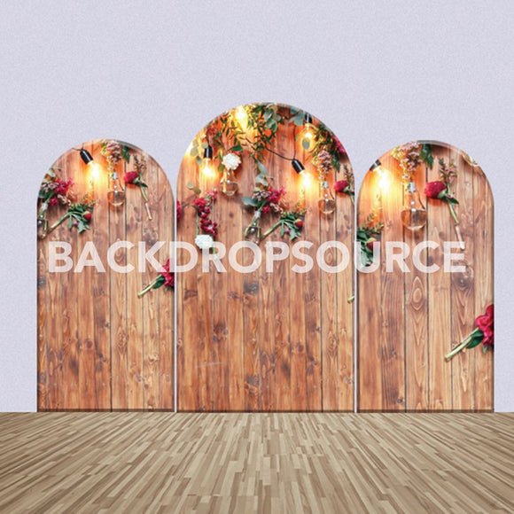 Wooden Door with Lights Themed Party Backdrop Media Sets for Birthday / Events/ Weddings - Backdropsource