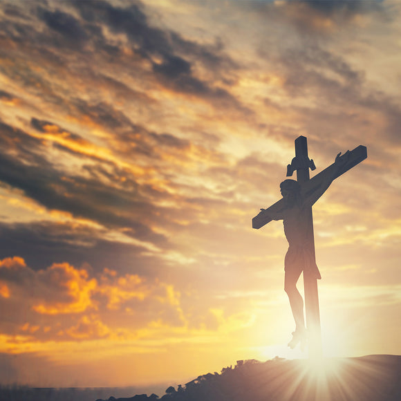 Jesus Christ Crusifix Cross Over Sunset Backdrop - Backdropsource