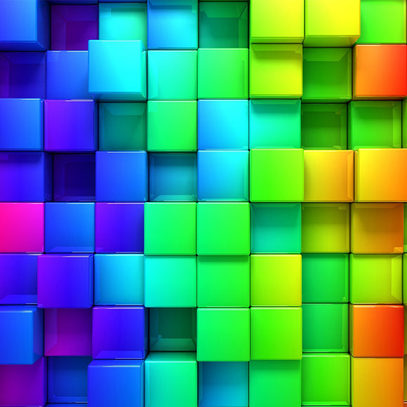 Rainbow Vivid Colors Cubes Backdrop - Backdropsource