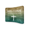 Church Welcome We're Glad You're Here Banners Curved Tension Media Wall Backdrop - Backdropsource