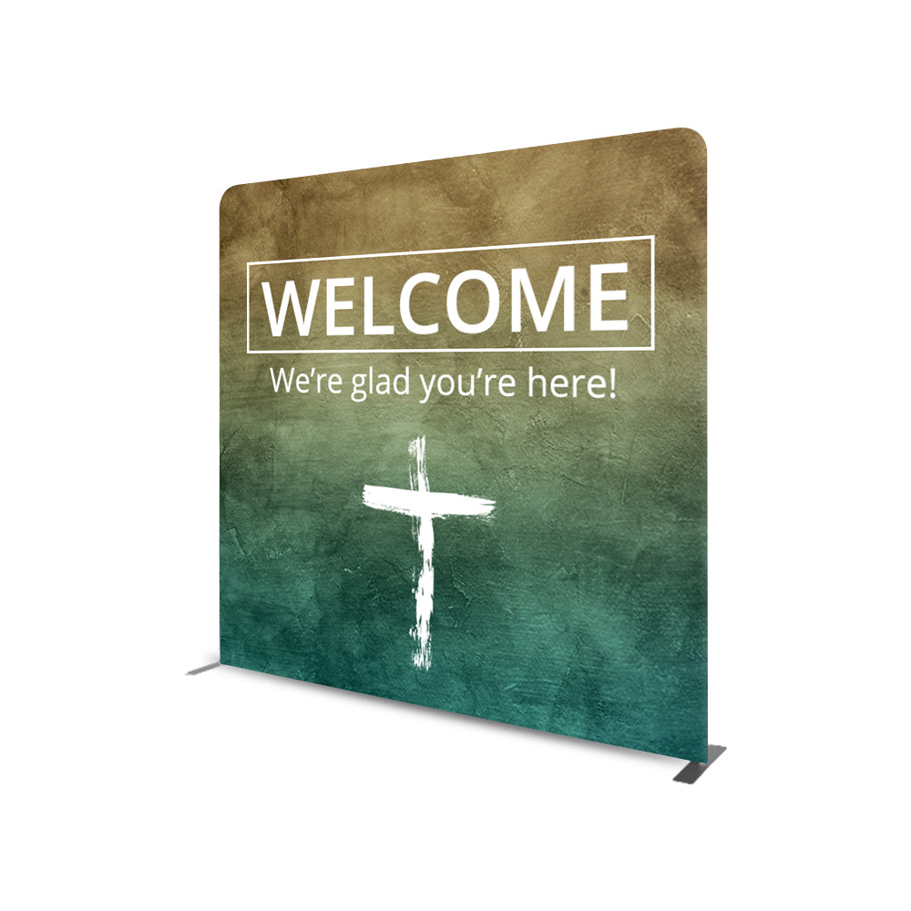 Church Welcome Banners Straight Tension Media Wall Backdrop - Backdropsource