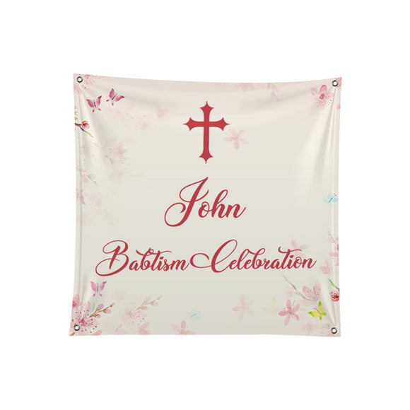 Baptism Celebration Polyester Banner - Backdropsource