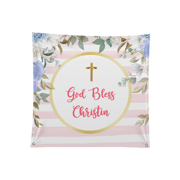 Baptism God Bless Christin Polyester Banner - Backdropsource