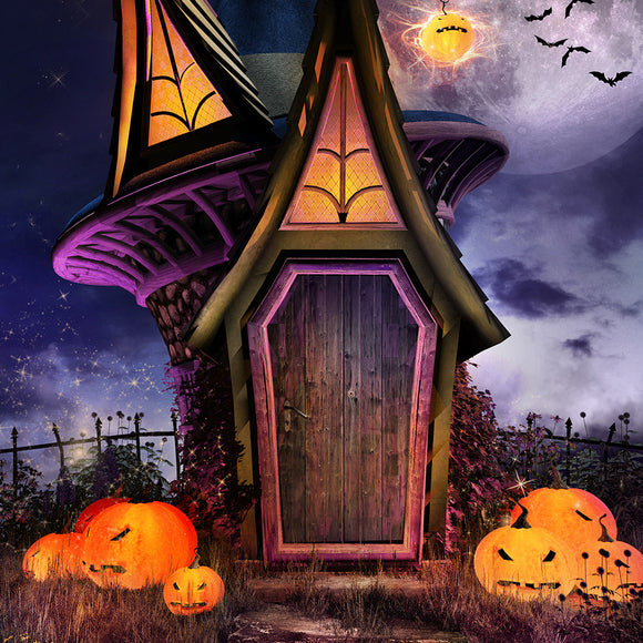 Halloween Scene With Fantasy Hut Backdrop - Backdropsource