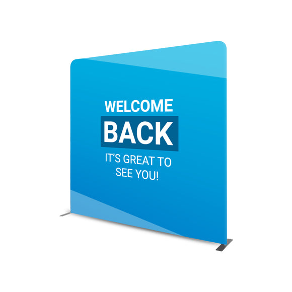 Welcome Back It's Great To See You Straight Tension Fabric Media Wall Backdrop - Backdropsource