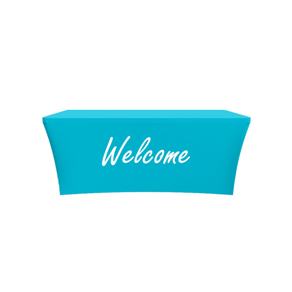 Church Welcome Design Stretched Fabric Tablecloth Cover - Backdropsource