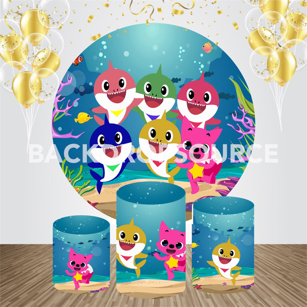 Baby Shark Event Party Round Backdrop Kit - Backdropsource