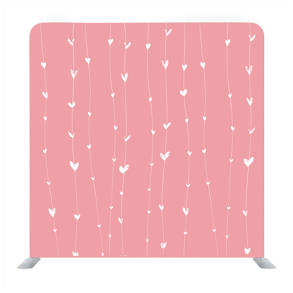 Baby pink background with white heart Media wall - Backdropsource
