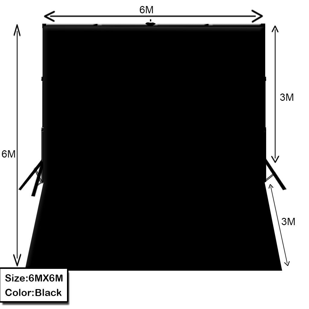6m x 6m Photo White/ Black Muslin with Backdrop Stand