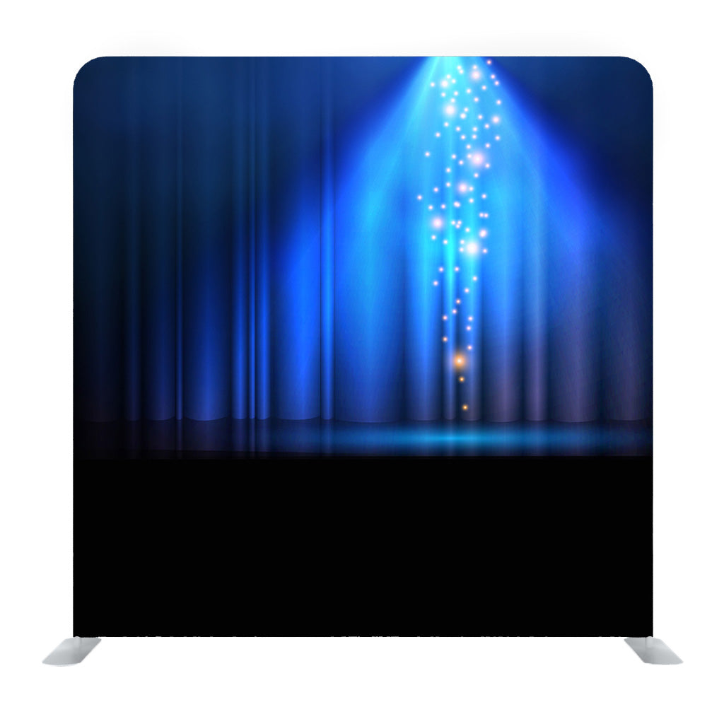 Blue Curtains On Theater With Spotlight Backdrop Media Wall