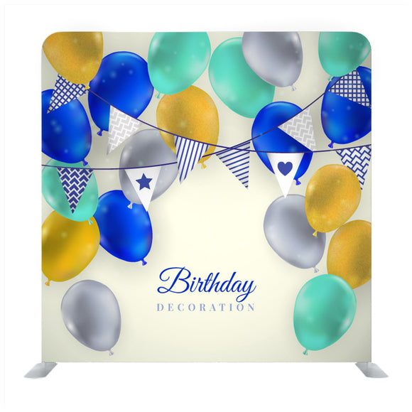 Celebration Happy Birthday Party Banner With Balloons Background Media Wall - Backdropsource