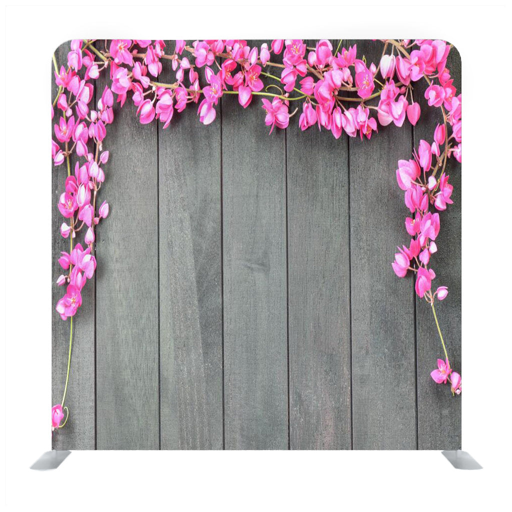 Cherry Blossom Flowers on Wooden Wall Media Wall - Backdropsource
