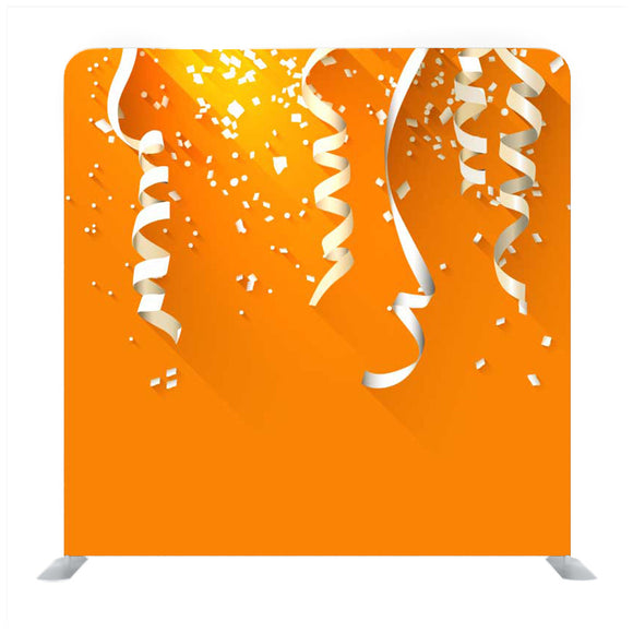 Confetti Streamers Orange Background Media Wall - Backdropsource