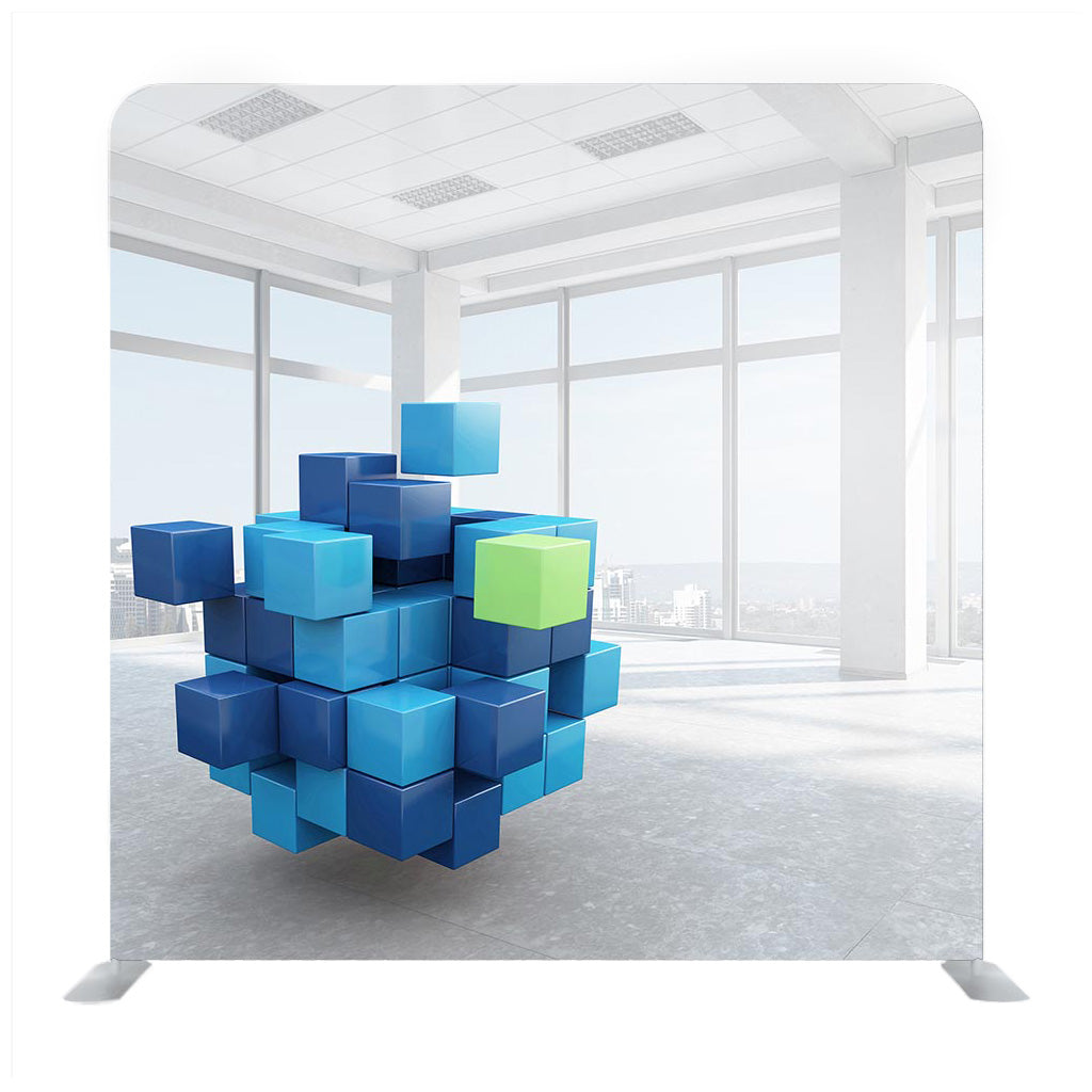 Cube in modern office . Mixed media Backdrop