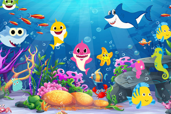 Sea Animals Cartoon Backdrop - Backdropsource
