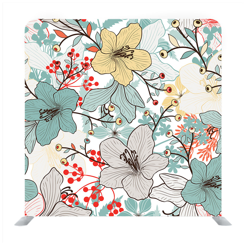 Floral Art Pattern Background Media Wall - Backdropsource