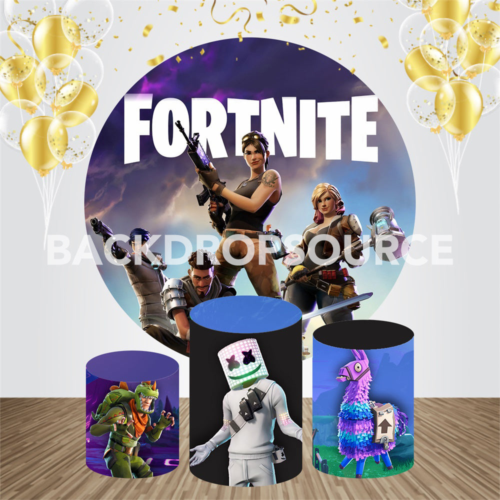 Fortnite Game Character Themed Event Party Round Backdrop Kit - Backdropsource