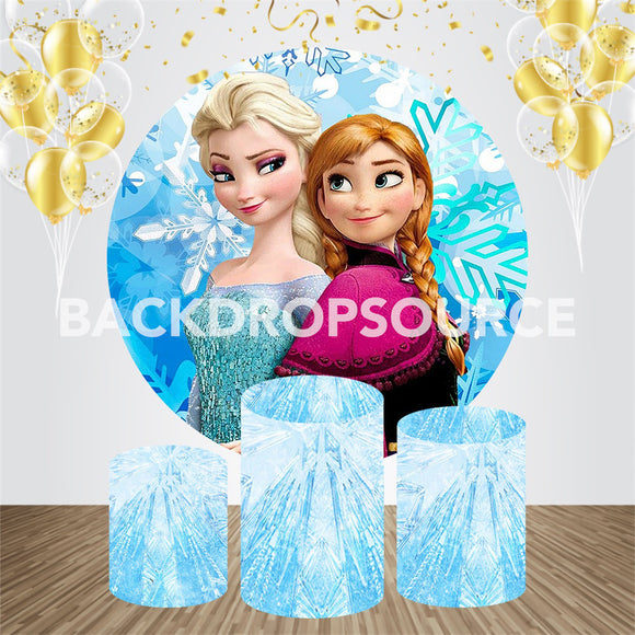 Frozen Princess Event Party Round Backdrop Kit - Model 4 - Backdropsource