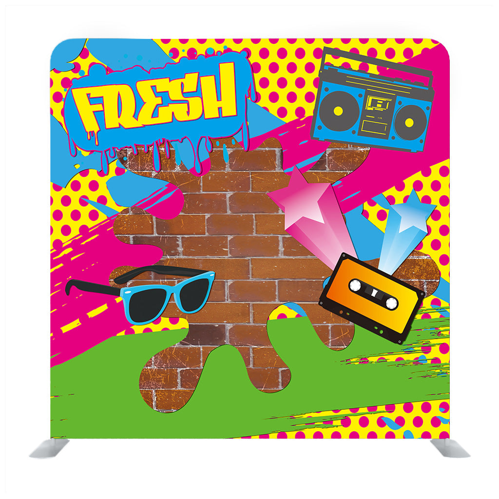 Funky Colorful Drawn Audio Cassette Backdrop - Backdropsource