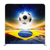 Gabon flag soccer background with grunge flag, football pitch and soccer ball