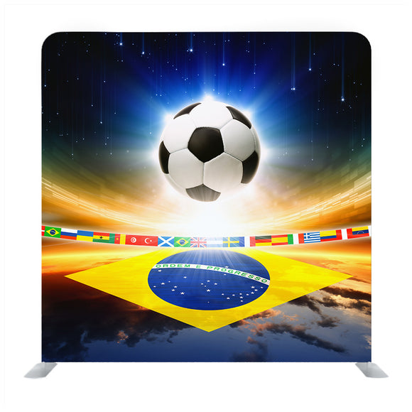Gabon flag soccer background with grunge flag, football pitch and soccer ball - Backdropsource