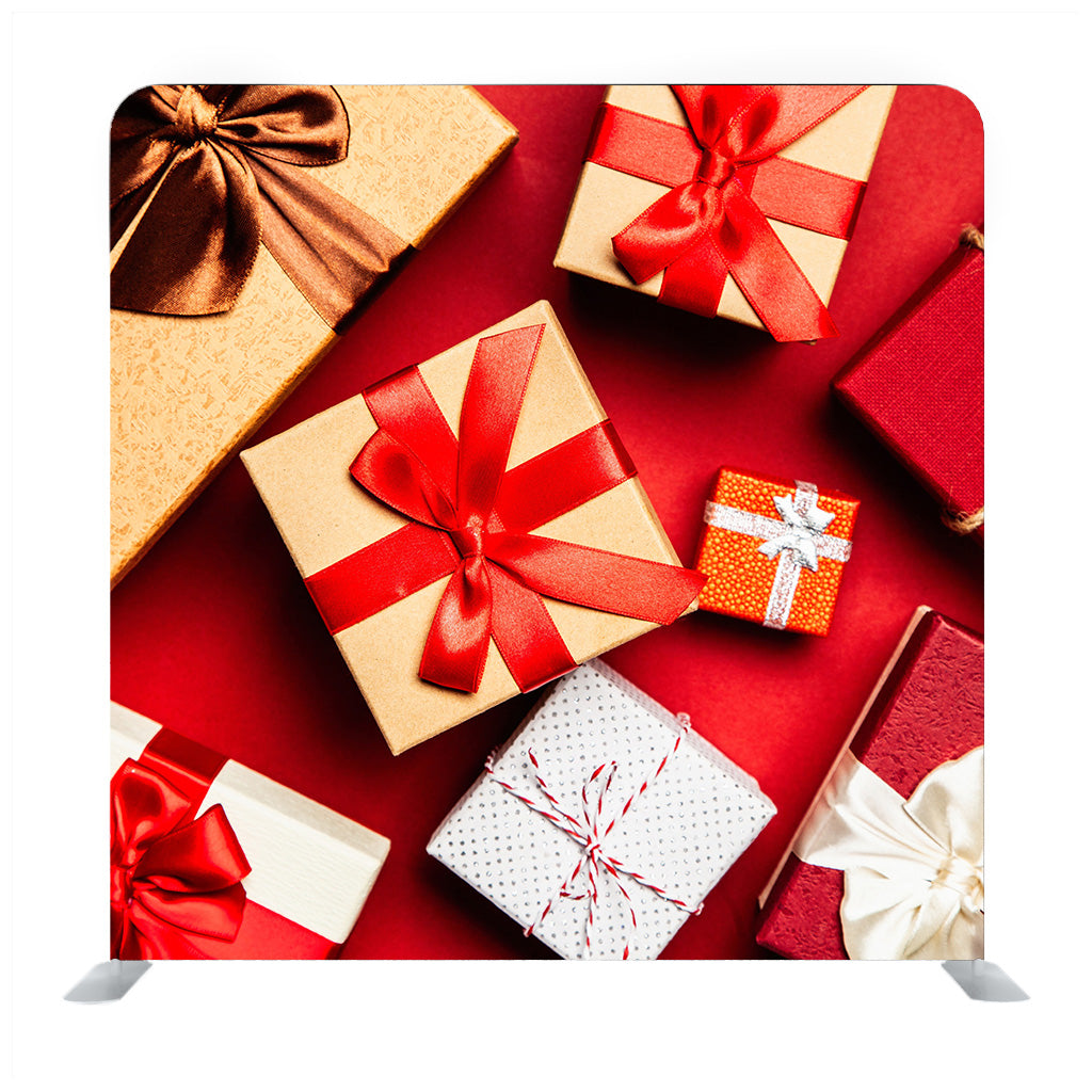 Gift Boxes On Red Background Backdrop - Backdropsource