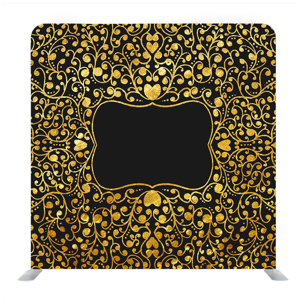Gold floral frame sign & black background backdrop