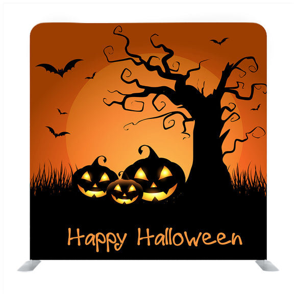 Halloween Tree With Pumpkin Media Wall - Backdropsource